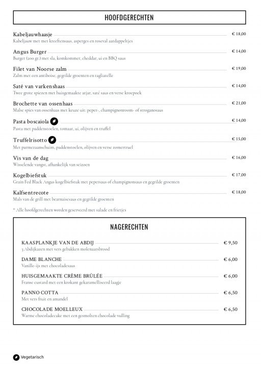 Voorbeeld Menukaart Kies Voor Het Bistro Thema Online Menukaart